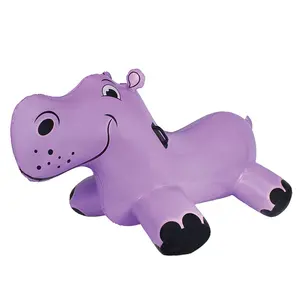 heavy duty vinyl happy inflatable hippo rider pool float with handles durable plastic animal swimming ride-on toys for kids