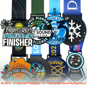 Medalla Deportiva Personalizada de Metal, Diseño Propio, Aleación de Zinc, 3D, Negra, para Maratón, Bañada en Oro, con Esmalte Suave, Venta al Por Mayor - Product Image 1