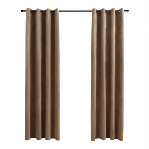 Cortinas Opacas de Terciopelo Beige de 54x63 Pulgadas con Ojales para Ventana, Tratamiento de Ventana para Sala de Estar, Sombreado Total de Luz - Product Image 1