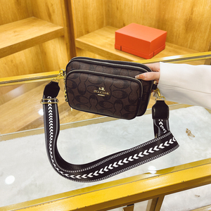 Sac messager vintage français pour femme - Petit format carré en PU, avec large bandoulière et fermeture éclair.667 - Product Image 1