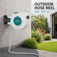 Enrouleur de tuyau d'arrosage PP de 20 m avec mécanisme de verrouillage libre, enroulement lent, guide de tuyau mural pour l'arrosage du jardin, le nettoyage et l'alimentation en eau