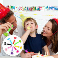 Sifflets en plastique dorés pour fête, cornes à souffler en plastique, accessoires de fête d'anniversaire, bruiteurs d'anniversaire, couleur aléatoire