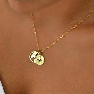 Personalizzato 18k oro Del Mondo Mappa e Bussola Collana di fascino del pendente Wanderlust Regalo in acciaio inox Gioielli viaggiatore - Product Image 3