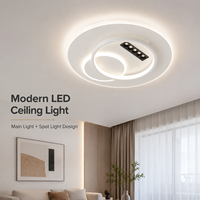 Plafonnier LED moderne à télécommande, dimmable, tricolore, en acrylique et fer, rond, à montage en surface, pour salon et chambre