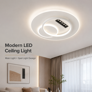 Plafonnier LED moderne à télécommande, dimmable, tricolore, en acrylique et fer, rond, à montage en surface, pour salon et chambre - Product Image 2