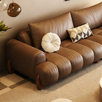 Canapé trois places moderne et élégant Mobilier luxueux en cuir véritable pour salon Ensemble convertible de style design minimaliste Éponge