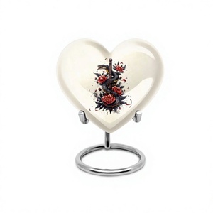 Hermosa urna de cremación de Corazón De Serpiente Blanca para adultos para cenizas humanas, urna de corazón de recuerdo decorativa con soporte y bolsa de terciopelo gratis - Product Image 1