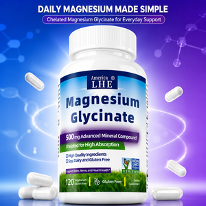 Glicinato de magnesio de alta calidad 500mg, apoya la salud de los huesos, los nervios y el corazón, glicinato de magnesio 120 cápsulas, suplemento vitamínico - Product Image 3