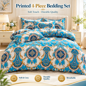 Set di Lenzuola Moderne con Stampa <span class=keywords><strong>a</strong></span> Quadri, Set Biancheria da Letto in Poliestere 4 Pezzi - Product Image 4