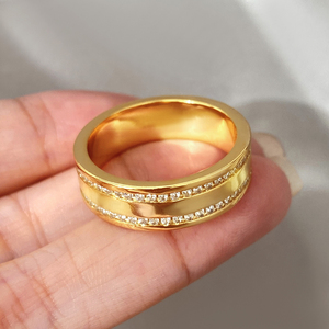 Bague en argent sterling 925 FOXI, bijoux <span class=keywords><strong>Avalanche</strong></span> pour homme, plaquée or jaune, bague d'éternité en CZ, alliance de mariage, bague d'anniversaire - Product Image 2