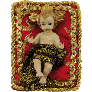 Coussin rouge avec figurine de la Sainte Famille (Jésus-Enfant) 10 x 7 cm Objet décoratif (9006935005233) - Product Image 1