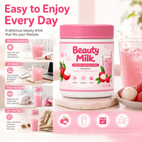 Délicieuse poudre de lait de beauté au collagène aromatisée à la litchi en pot pour nourrir et illuminer la peau