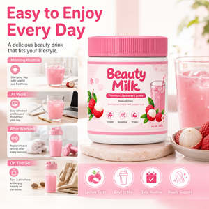 Delicioso Polvo de Leche de Belleza con Sabor a Lichi en Frasco para Nutrir y Dar Luminosidad a la Piel - Product Image 4