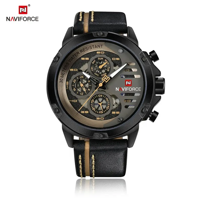 Reloj Naviforce 9110 High Quality Quartz Waterproof Naviforce Leather Men Watch