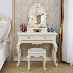 <span class=keywords><strong>Commode</strong></span> de Table de maquillage avec tabouret miroir, en bois massif, de Style Pastoral français, européen, luxueux, moderne, pour petit appartement - Product Image 2