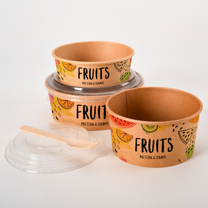 Biodegradable Kraft And Take Away Bamboo Round Or Square Disposable Salad <strong>Bowls</strong> <strong>with</strong> Clear PET <strong>Lid</strong> - Product Image 1