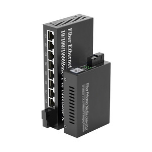 AEON 10/100/1000M <span class=keywords><strong>Single</strong></span> <span class=keywords><strong>Mode</strong></span> <span class=keywords><strong>Single</strong></span> Fibre 1 Glasfaser anschluss 8 RJ45 Port SC 20KM Gigabit Simplex Glasfaser konverter - Product Image 1