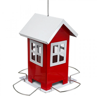 Mangeoire à oiseaux suspendue de style maison JH-Mech, résistante aux intempéries, grande capacité de graines et remplissage facile, construction métallique.