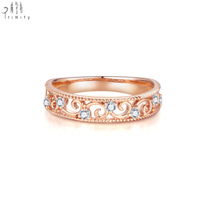 Anillo de Diamantes de Corte Brillante Natural en Oro Rosa Sólido de 18K con Diseño Delicado y Hueco de Alta Calidad para Mujer, Regalo de Aniversario - Product Image 1