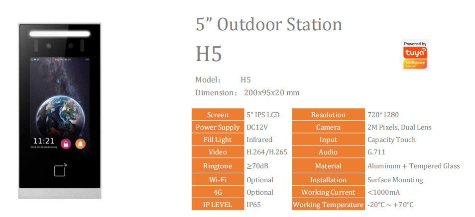 H5 Tuya Wifi Smart Video Intercom Doorbell Family Unit Home Security Touch Screen APP Control · image 3