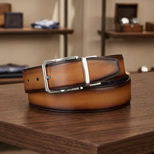 Unisex Cow Hide Custom Belts Vintage Waterproof Eco-Friendly Lightweight Wedding Office Daily Use Steel Pin Buckle Square Solid - Product Image 1