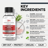 Lotion Séchante Nuit 3H Marque Blanche Soin Ciblé Anti-Imperfections Peaux Grasses Soin Apaisant Contrôle du Sébum Calamine Centella Thé
