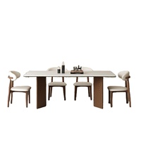Nordique français rétro ovale Antique bois salle à manger Table 6 places noyer Restaurant Table à dîner et chaises ensemble meubles de cuisine