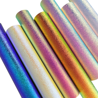 Vente en gros de faux cuir, tissu Litchi gaufré, Faux cuir holographique pour la fabrication d'étui de téléphone, porte-clés, sac à main et artisanat
