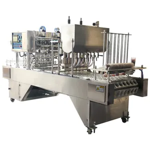 Automatic Yogurt Pudding Jelly Ice Cream Cup Filling Sealing Labeling Packing Machine
