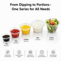 Contenants à sauce jetables transparents en plastique à paroi simple avec couvercles 1,5 oz – Gobelets à sauce pour plats à emporter