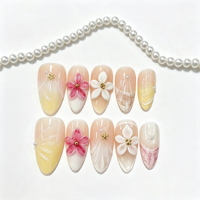 Ongles en acrylique à presser - Kit de luxe d'ongles artificiels en gel réutilisables, forme amande ou cercueil, qualité salon, à coller, pour femmes