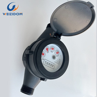 Meter Air Dingin Vertikal Tipe Kering Multi-Jet Kelas B/C Weizidom Nylon Plastik DN15-20 Berulir OEM Kustom Dial IP68 Tinggi