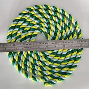 Grosir tali anjing lilit tiga untai 12mm, tali anjing dekorasi pita pola polos pelangi gradien modis klasik - Product Image 2