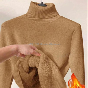 Maglia a Collo Alto di Alta Qualità in Velluto Spesso a Pezzo Unico da Donna, Modello Basic <span class=keywords><strong>Autunno</strong></span>/Inverno Caldo a Tinta Unita Casual - Product Image 5