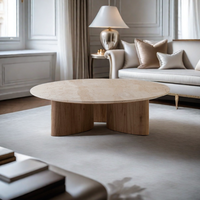 Table basse en bois massif style pierre, table à thé circulaire antique, petite table de salon, design pour balcon de maison
