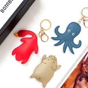 high quality cute promotion gifts custom logo metal PU keychain