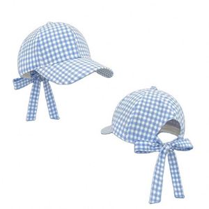 Gorra de Béisbol a Cuadros Estilo Coreano Japonés, Linda, con Lazo y Correa, para Mujer, Casual, Deportiva, Primavera-Verano - Product Image 2