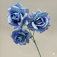 Roses bleu royal poussiéreux en gros, hortensias, fleurs artificielles en soie, fleurs artificielles en soie pour événements de mariage, bricolage, feuilles de plantes artificielles en soie