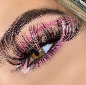 批发彩色睫毛延伸定制睫毛托盘睫毛粉色蓝色绿色私人标签个人彩色睫毛延伸 - Product Image 2