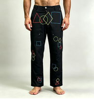 Pantalons amples et droits sur mesure imprimés noir de High Street Manufacturers, pantalons larges et oversize pour hommes