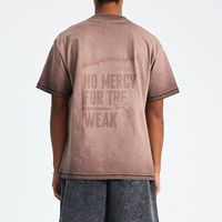 T-shirts personnalisés OEM de haute qualité avec impression DTG, col rond, 100% coton, effet vieilli, délavé à l'acide, coupe ample pour hommes