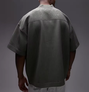 T-shirt stile Boxy personalizzata High Street Punk da uomo oversize mezza manica con scollo a V, abbigliamento grigio scuro stile stile Vintage - Product Image 2