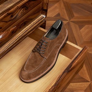 Premium <span class=keywords><strong>scarpe</strong></span> da <span class=keywords><strong>uomo</strong></span> in camoscio autunnale in stile inglese Derby in vera pelle con lacci <span class=keywords><strong>scarpe</strong></span> da sposa in stile punta - Product Image 6