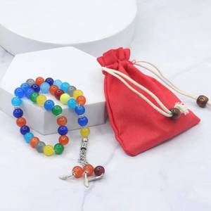 Tasbih de Ágata Sintética Étnica de 10 mm, Color Arcoíris, 33 Cuentas de Oración Musulmanas, Misbaha Islámica, Regalo para Ramadán y Eid - Product Image 1