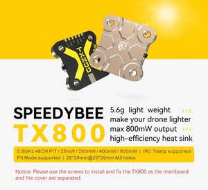 SpeedyBee TX800 VTX 5,8 Г 48CH передатчик дальнего действия для RC FPV гоночный Дрон металлический поддерживает PitMode 25 мВт/200 мВт/400 мВт/800 мВт - Product Image 2