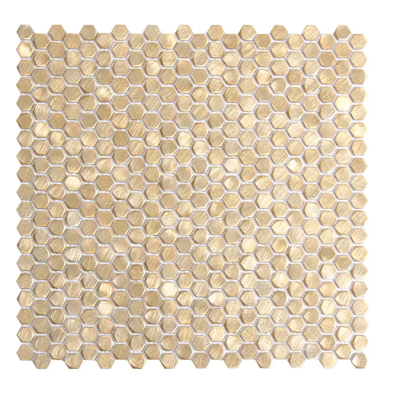 Flache Sechseck Metall Mosaik fliese solide Aluminium Mosaik Gold Küche zurück Splash Mosaik fliese für Küche und Bad Wandfliesen