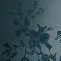 Vente en gros de tissus jacquard respirants élégants de couleur turquoise avec motifs botaniques délicats pour la literie