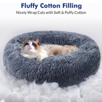 Fournisseurs d'échantillons gratuits, lit pour animaux de compagnie en peluche ronde en forme de beignet, coton moelleux apaisant, petit lit chaud pour chat et chien
