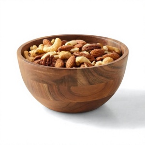 Bol à salade en acacia véritable, accessoires de cuisine, résistant au lave-vaisselle, bols de service pour aliments avec cuillères, réutilisable, style japonais, bol à pâtes - Product Image 4