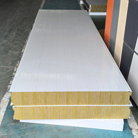 Panel Dinding Sandwich Rock Wool Bersegel PU Tebal 50mm 75mm Kedap Suara dan Panas, Hemat Biaya untuk Sistem Dinding Pabrik